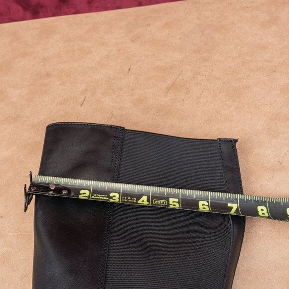 La Canadienne Women Black Leather Buckle Zip Riding Stretch Lug Knee Boots sz 9 - Picture 7 of 9